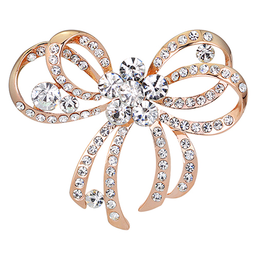 Rhinestone Bowknot Loving Heart Brooch Pin Jewelry Women Christmas Gift Fashion